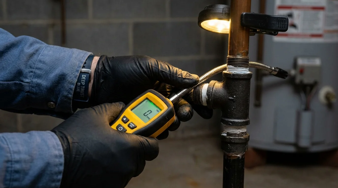 Gas leak detection with electronic sniffer by Johns Plumbing LLC in Shelby