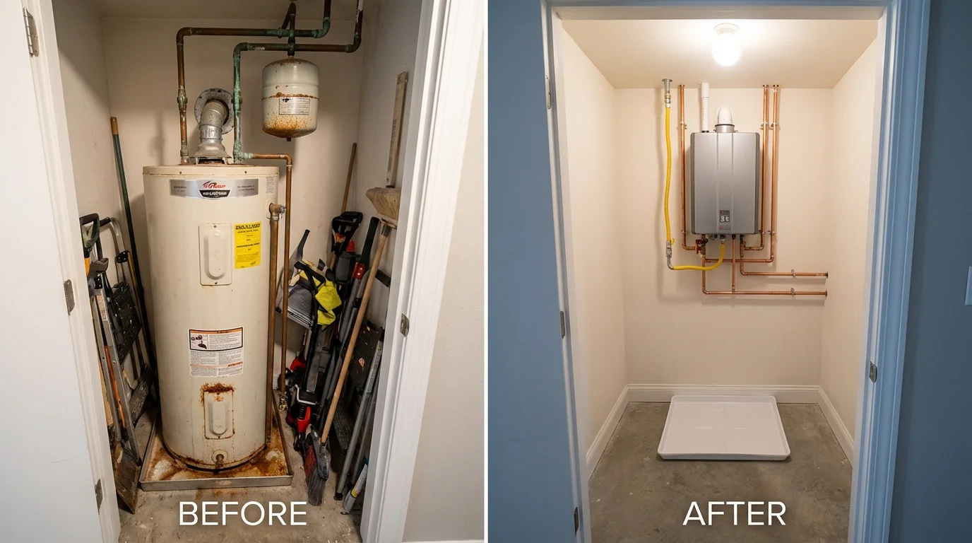 Tank water heater versus wall-mounted tankless unit comparison for Shelby, AL homeowners